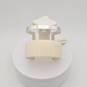New! LUCKY BRAND Cuff Bracelet Rafia Natural Palm Fiber Silver Tone One Size Adj